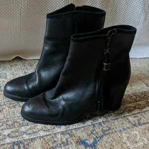 RL Leather Bootie With Heels and Fringe Zipper